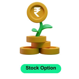 A plant growing rupee coins, symbolizing returns from smart intraday stock option tips.