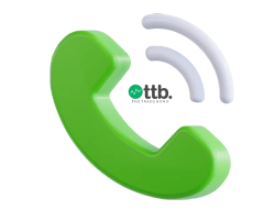 Green 3D phone receiver with signal waves and The Trade Bond logo, symbolizing dedicated support for trading clients.