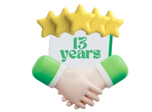 13 years of trusted service by a Share Market Advisor with 5-star rating and handshake graphic.