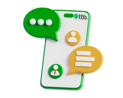 Phone screen showing follow-up messages between an investment advisor and a client with TTB logo