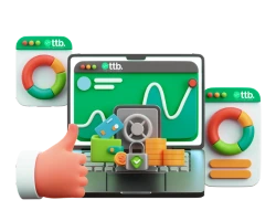 Monitor displaying a rising trade graph with a vault, purse with cards, and coins; The Trade Bond performs live monitoring by tracking market movements, trade executions, and real-time portfolio shifts to provide timely alerts and insights.