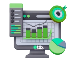 Trading screen with bar chart, pie chart, and target board, featuring TTB’s option chain analysis using open interest data, strike price trends, and call-put ratios for directional insights.