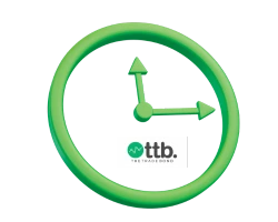 3D green clock at 12:00 with The Trade Bond logo, symbolizing timely updates in stock trading alerts and market movements.