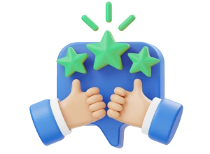Positive client feedback with a thumbs-up and 3-star green rating for a share market advisor.