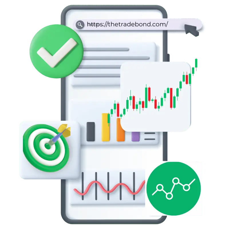 Stock market advisory services with charts, growth trends, and target accuracy visuals.