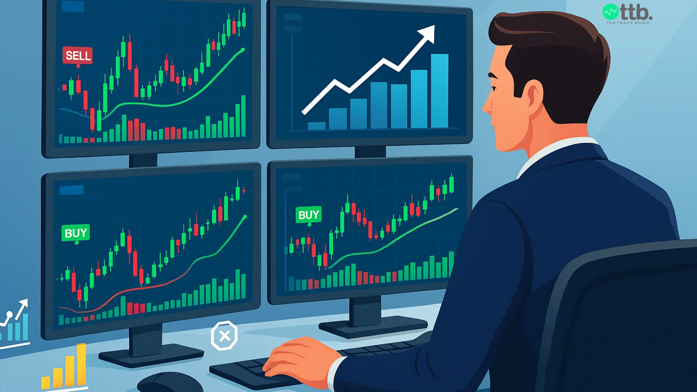 Trader analyzing live intraday charts and market trends for smart trading and profit tips.