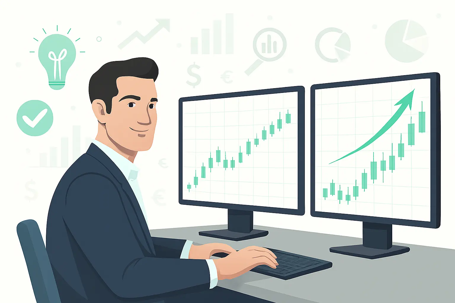 Trader analyzing charts and applying stock market tips to stay ahead in trading success.