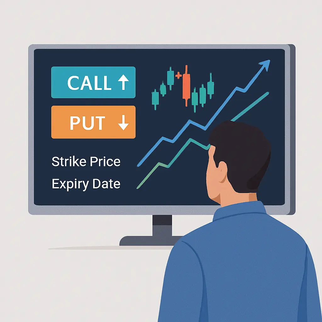 Trader viewing call and put option charts explaining what is option trading