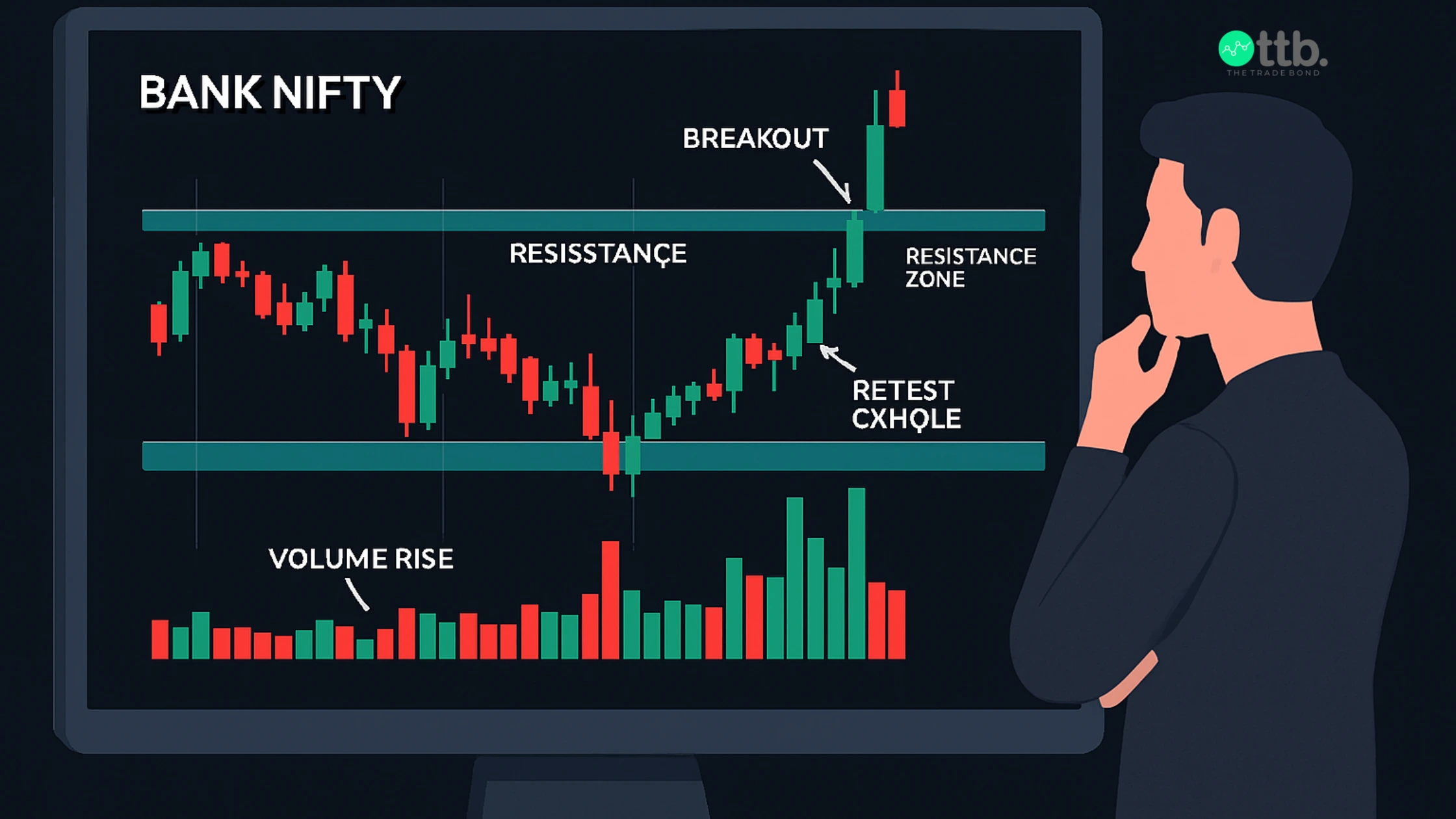 Minimal Bank Nifty breakout chart showing support, resistance and a clean retest setup