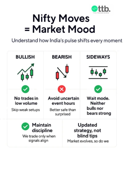 Nifty moves image showing market direction and Nifty option tips by The Trade Bond