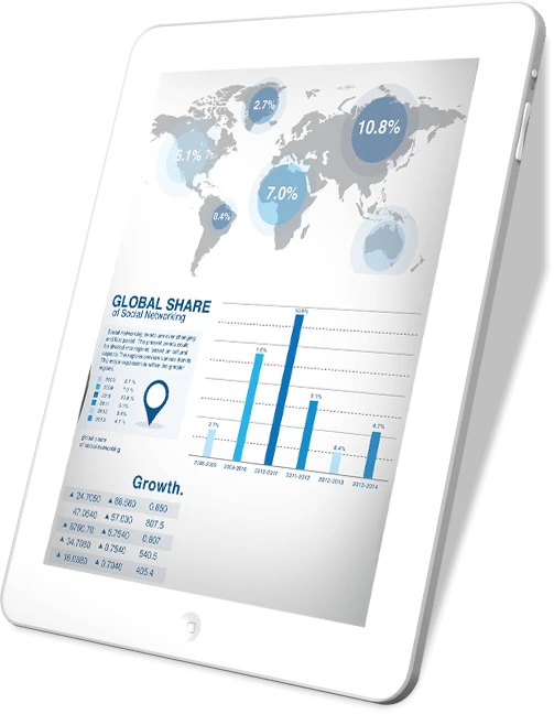 GlobalShare image showing global stock exchanges, data charts, and market trends.